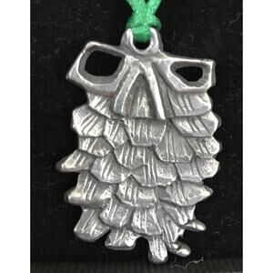 Irish Mullingar Pewter Pine Cone Bow Holiday Christmas Ornament Ireland